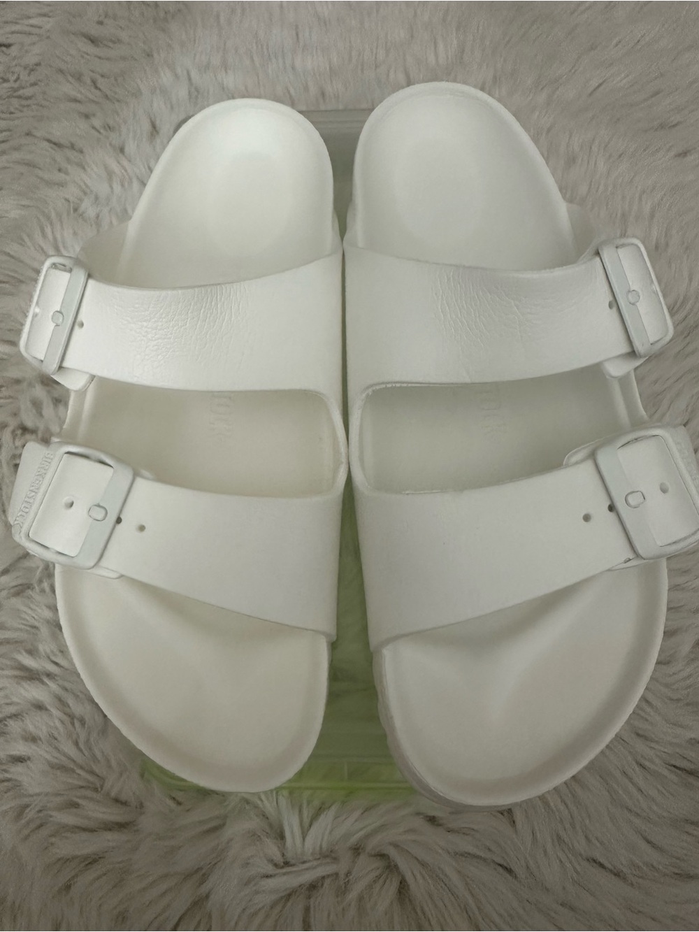 Birkenstock White Two-Buckle EVA Slide Sandals